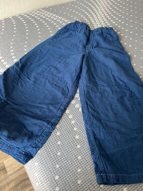 Wide Leg Linen-Blend Pants in Deep Blue